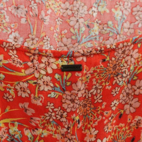 O'neill Orange Floral Multicolor Light Flowy Short Sleeve Mini SunDress Size XS - Picture 5 of 9